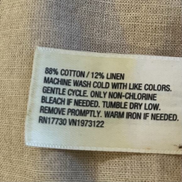 Universal Thread Long Sleeve Collared Cropped Cotton/Linen Blend Shirt Tan - Med - Picture 7 of 8